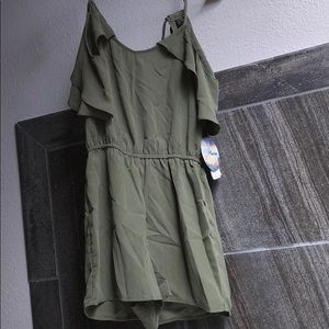 A cutespaghetti strap and off the shoulder romper